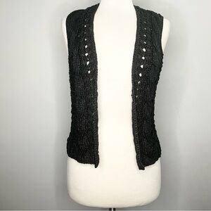 Gap Open Front Metallic Weave Cable Knit Sweater Vest NWT